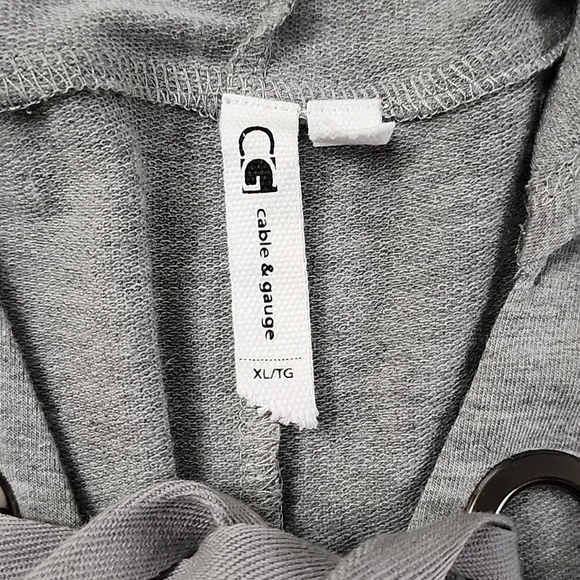 Cable & Gauge Women's Grey Pullover Hoodie Lace Up Neck Size XL - Picture 7 of 11